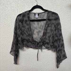 VINTAGE 100% Silk Tie Front Crop Top